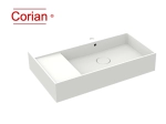 Vasque lavabo design rectangulaire, suspendu ou à poser, Couleur blanc mat, Finition lisse, Solid-Surface Corian®, Taille : 80 x 49 x 15 cm - Stock disponible ! LIVRAISON OFFERTE